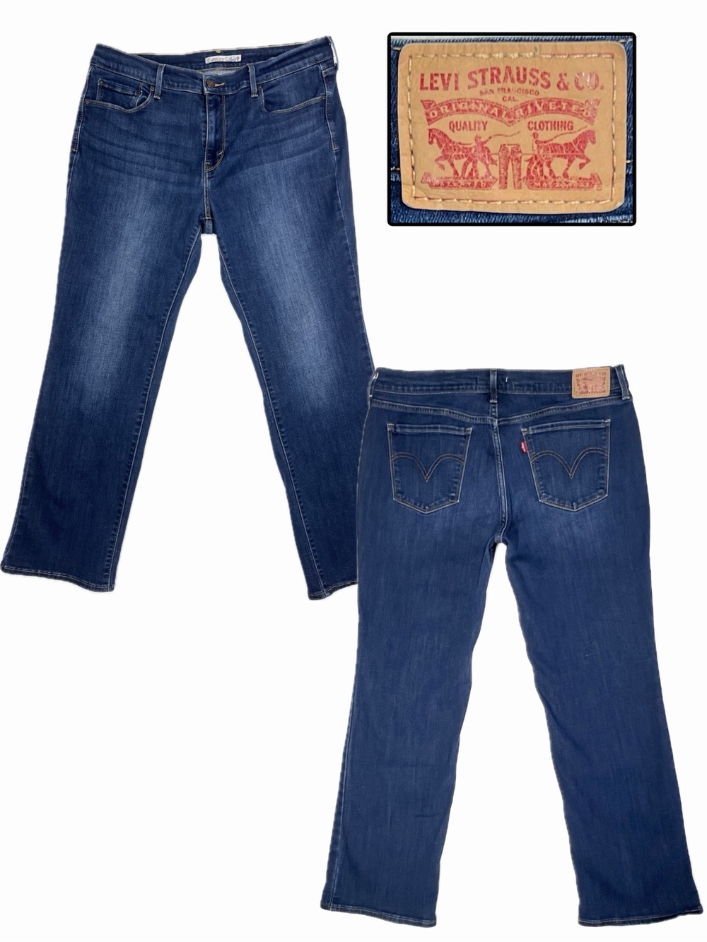 Levi's 505 Straight Leg Jeans Blue Women's 14S Short W32 L30
